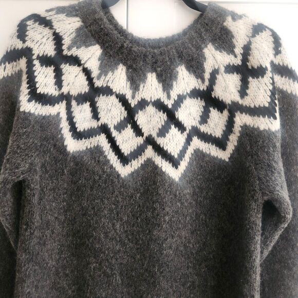 NWT Velvet Fair Isle Alpaca Wool Sweater Size S Alexa Grey NEW Made in Peru - Picture 4 of 9